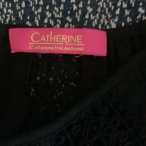 🌈3/$20 Catherine Malandrino black long sleeve crochet boho blouse - Picture 6 of 7